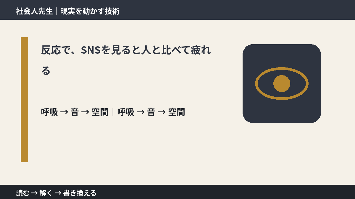 反応で、SNSを見ると人と比べて疲れる|心と身体を整えて次の一手へ