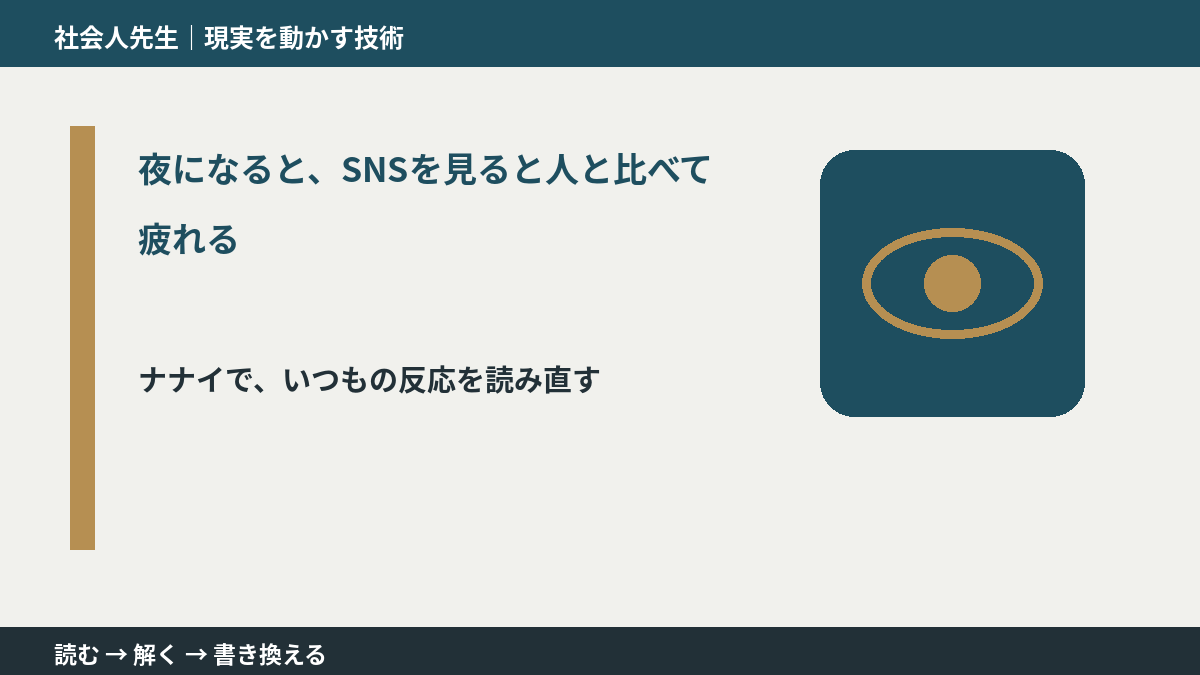夜になると、SNSを見ると人と比べて疲れる｜まず分けたい事実と前提