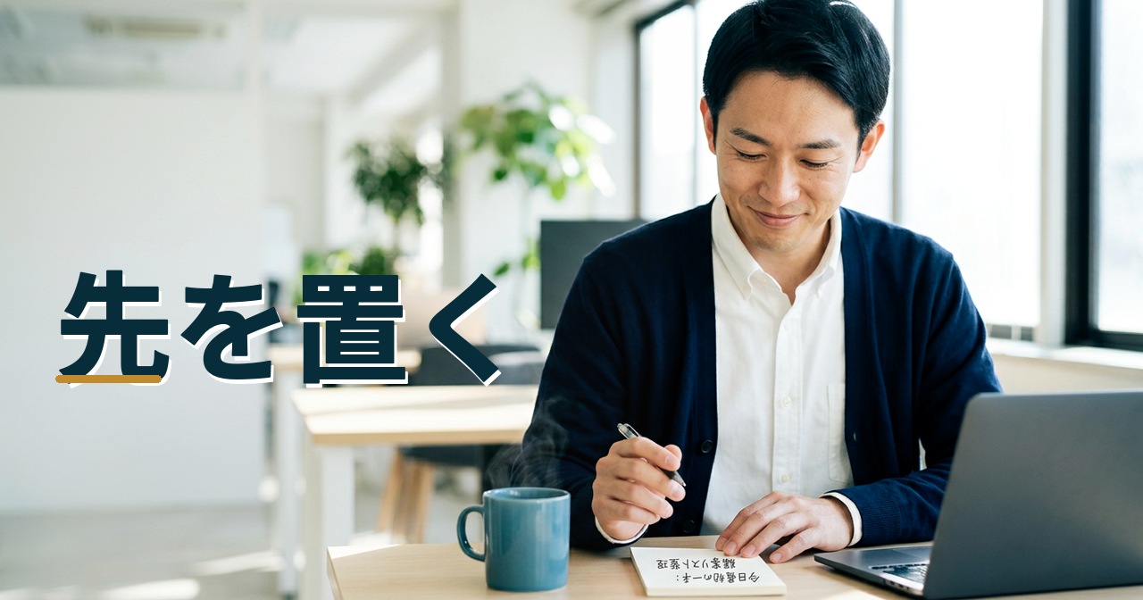 先を置く