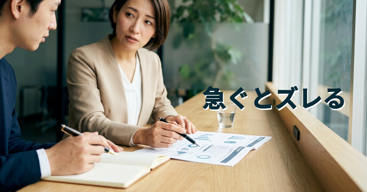 急ぐとズレる