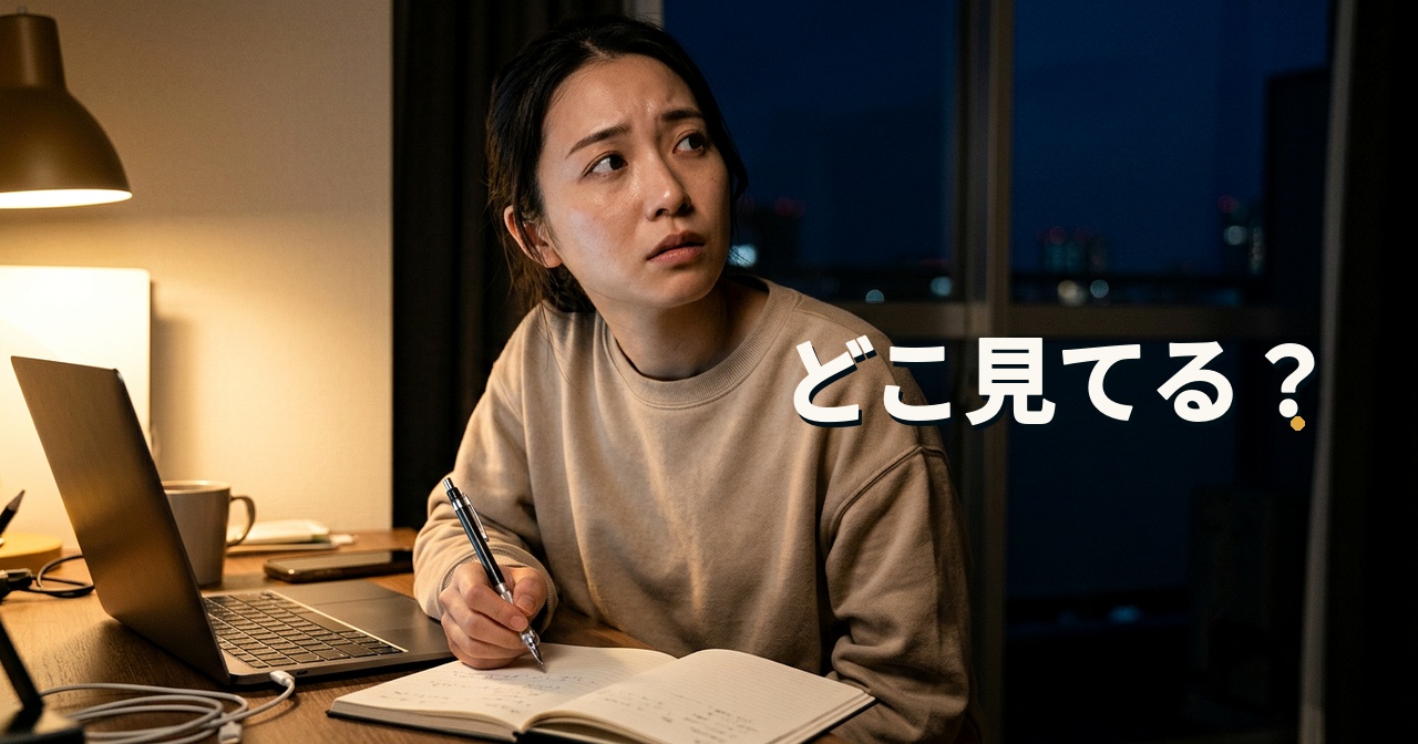 どこ見てる？
