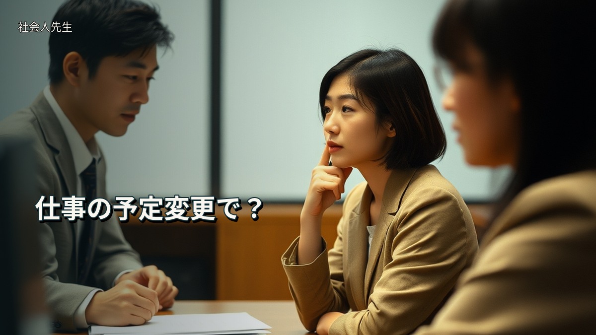 仕事の予定変更で?