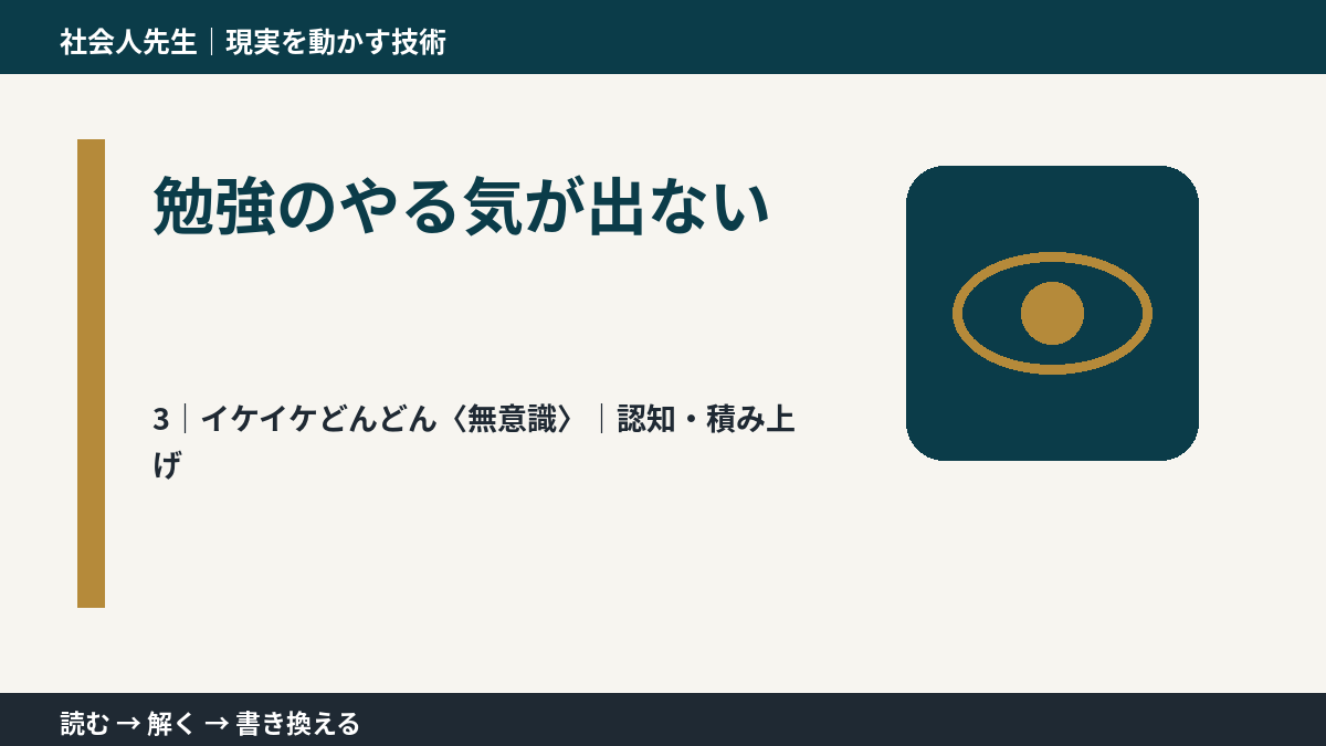 勉強のやる気が出ないとき、気合いでなく自然に動ける状態を育てる|認知・積み上げ