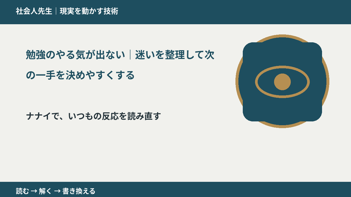 勉強のやる気が出ない｜迷いを整理して次の一手を決めやすくするとき、どうする？｜事実と解釈を分ける