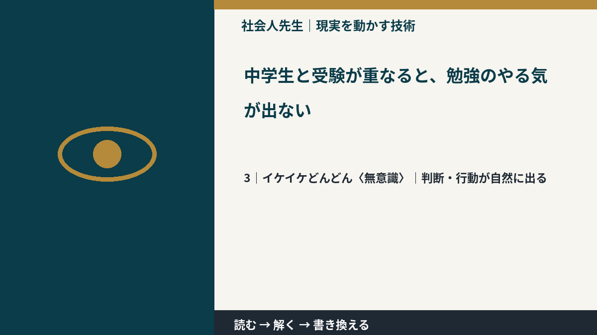 中学生と受験が重なると、勉強のやる気が出ないとき、気合いでなく自然に動ける状態を育てる|判断・行動が自然に出る