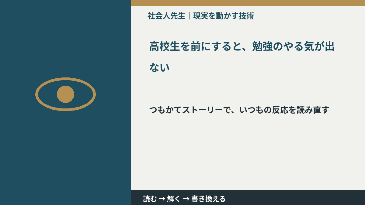 高校生を前にすると、勉強のやる気が出ないとき、見方を変えると何が見える？
