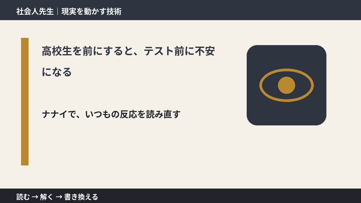 高校生を前にすると、テスト前に不安になる｜まず分けたい事実と前提