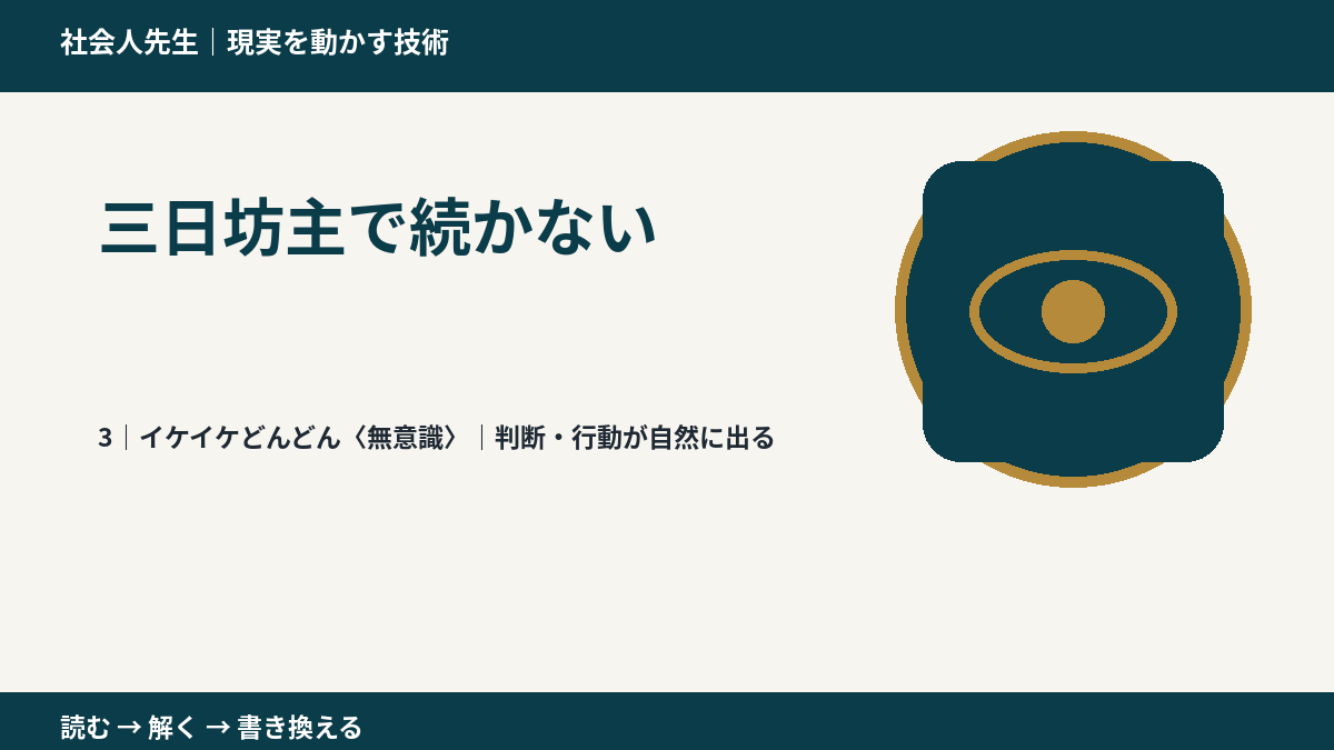 三日坊主で続かないとき、気合いでなく自然に動ける状態を育てる｜判断・行動が自然に出る
