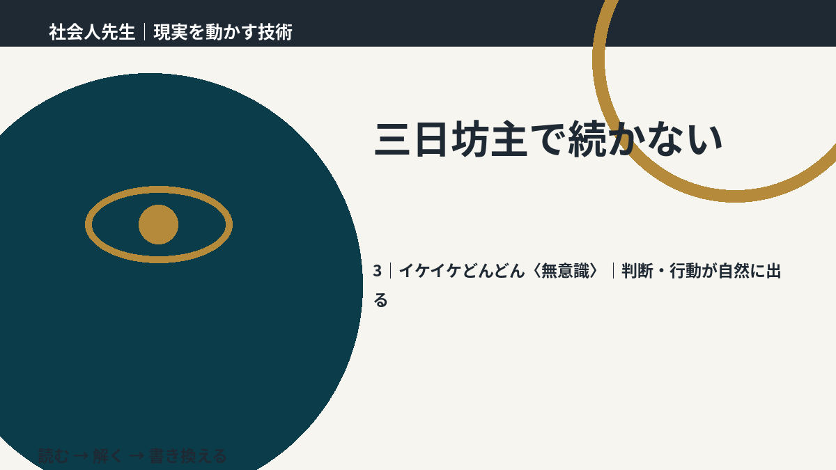 三日坊主で続かないとき、気合いでなく自然に動ける状態を育てる｜判断・行動が自然に出る