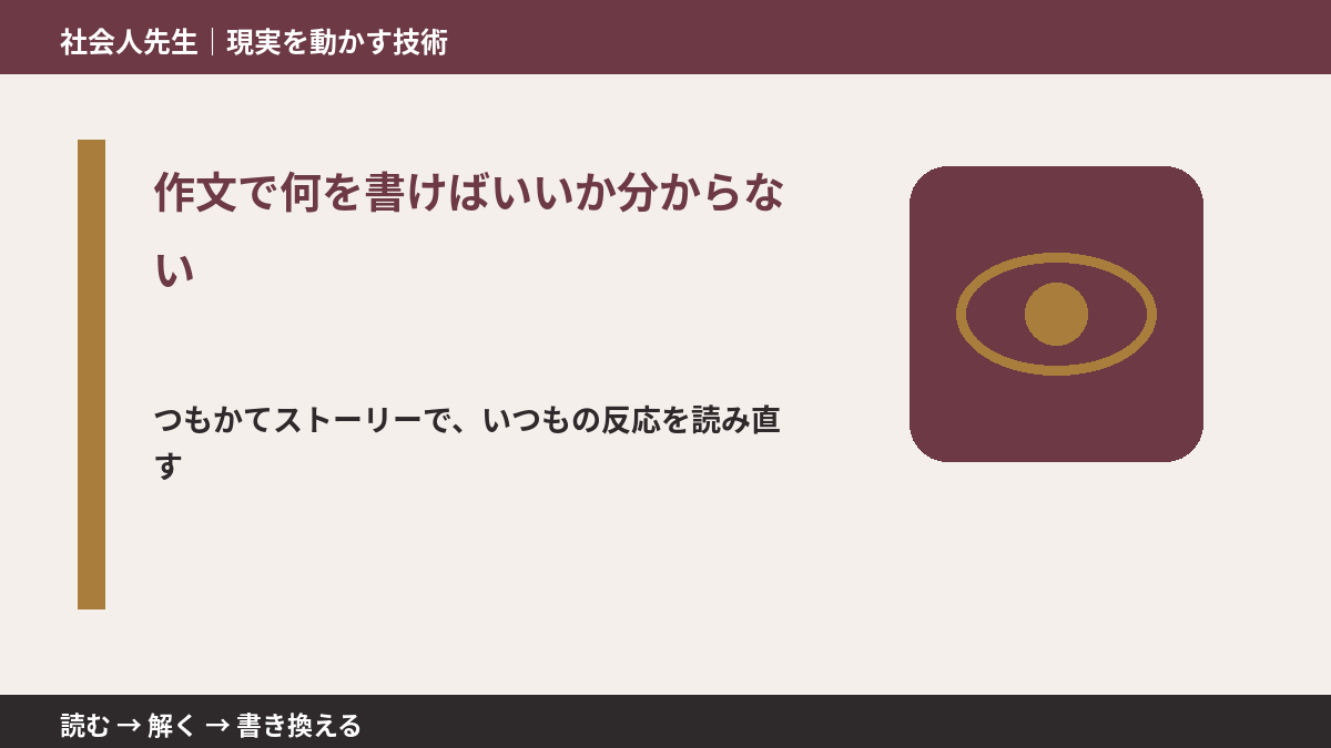 作文で何を書けばいいか分からないとき、見方を変えると何が見える？
