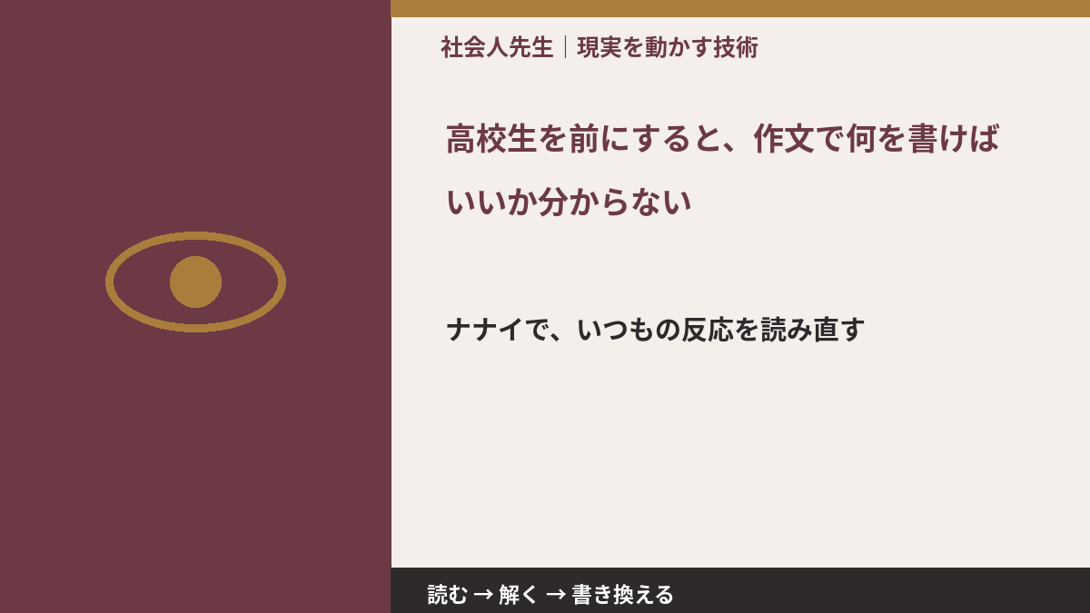 高校生を前にすると、作文で何を書けばいいか分からないとき、どうする？｜事実と解釈を分ける