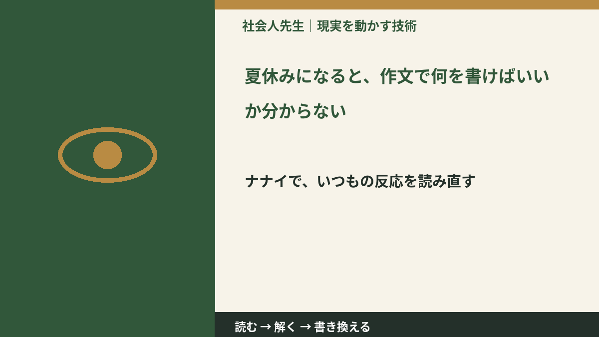 夏休みになると、作文で何を書けばいいか分からないとき、どうする？｜事実と解釈を分ける