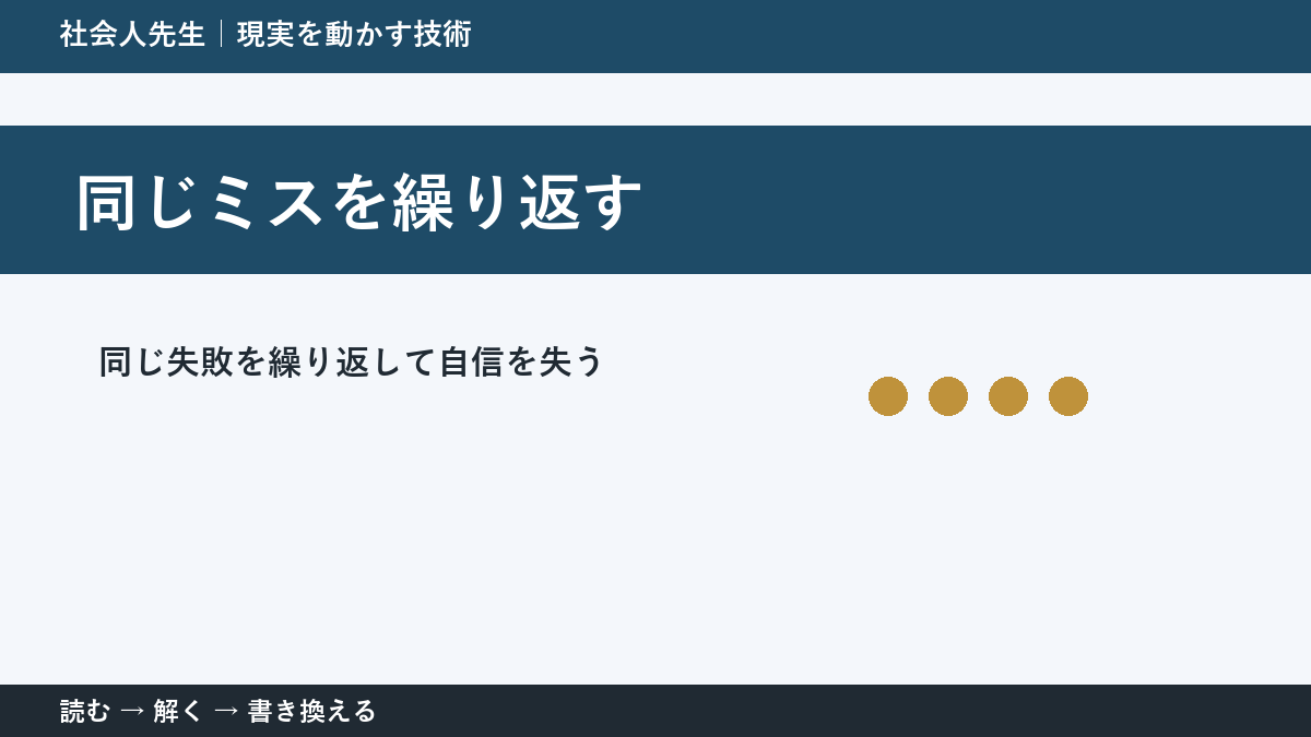 同じミスを繰り返すとき｜自分を責める前に見る「直前3分」