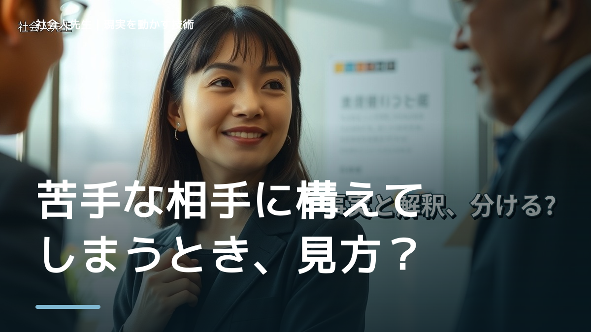 苦手な相手に構えてしまうとき、見方をどこから変える？｜相手への純粋な興味