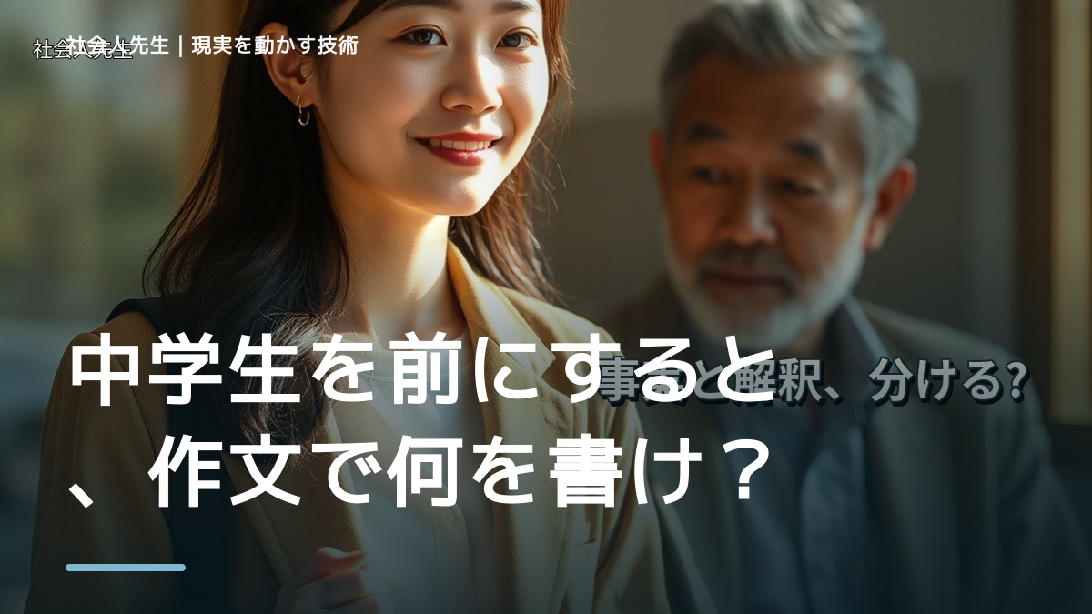中学生を前にすると、作文で何を書けばいいか分からないとき、どうする？｜事実と解釈を分ける