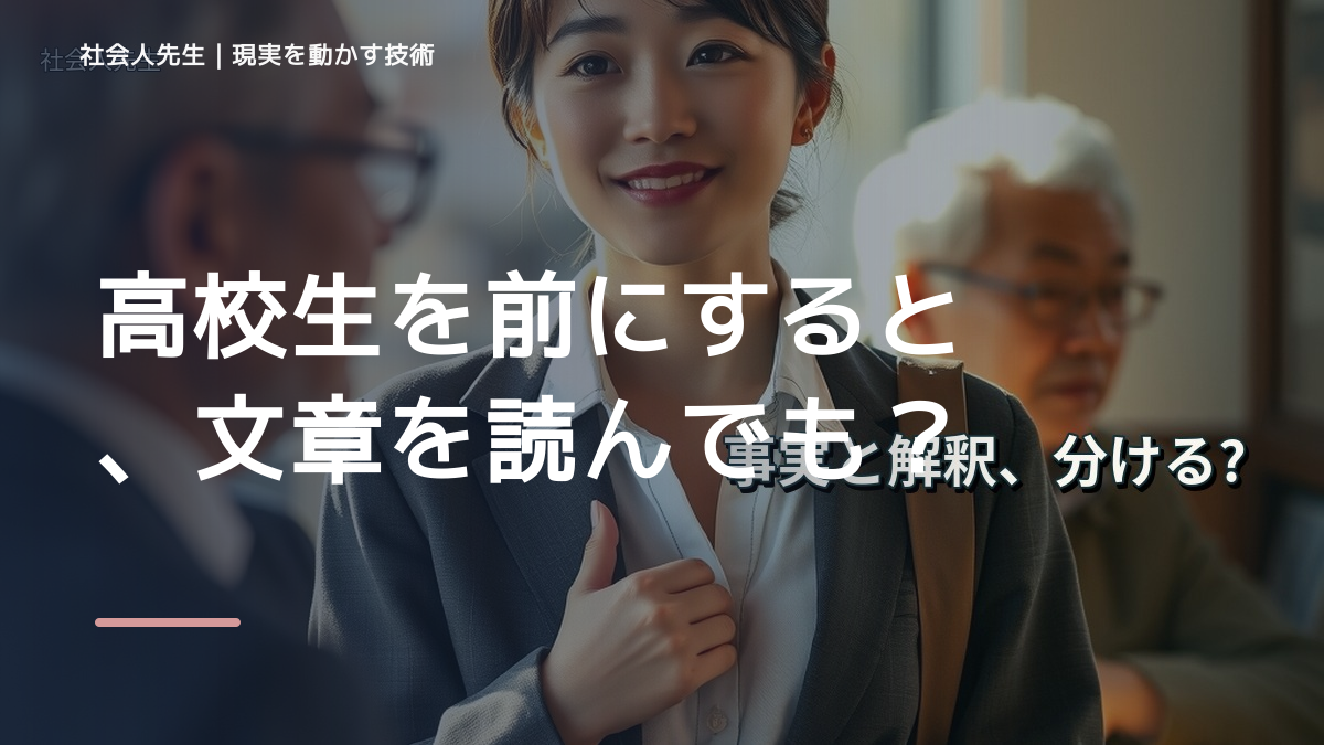 高校生を前にすると、文章を読んでも内容が頭に入らないとき、自分の見方だけで決めないために｜相手への純粋な興味