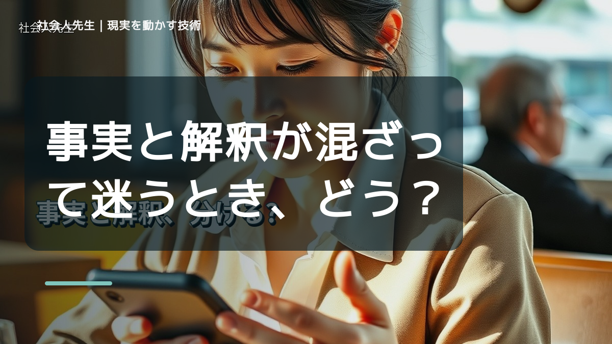 事実と解釈が混ざって迷うとき、どうする？｜いったん分けて次の一手を考える