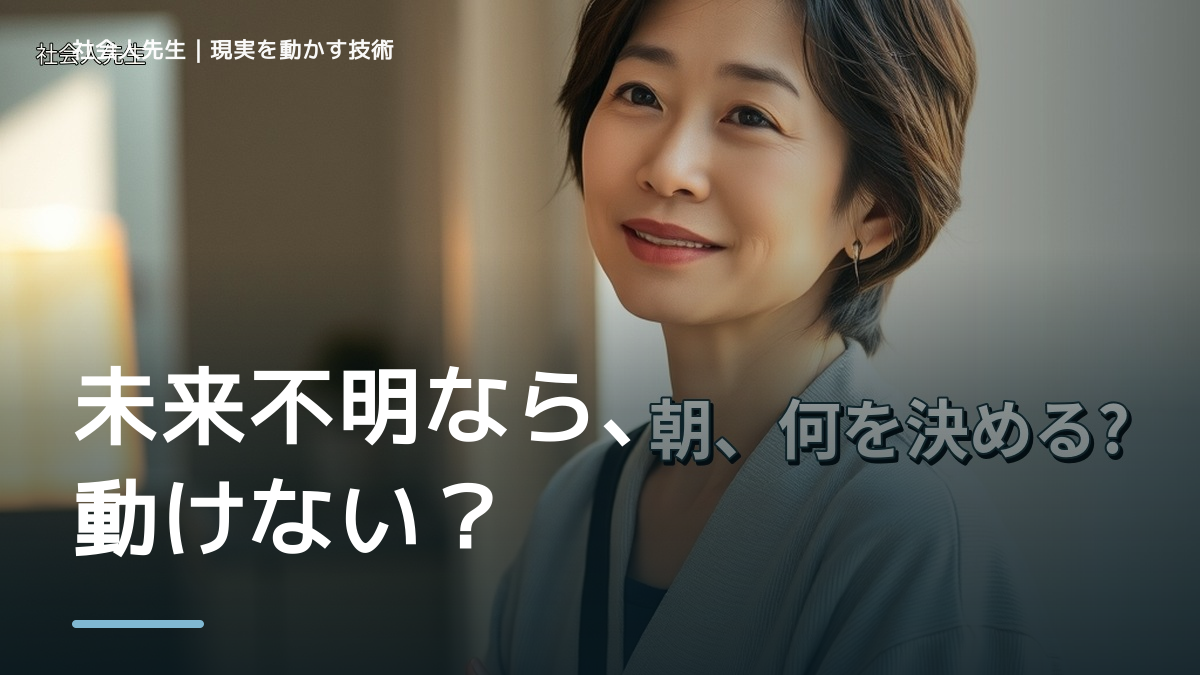 朝になると、夢はあるのに具体的に動けないとき、未来を判断基準にするには？｜願望 → ゴール → 未来人