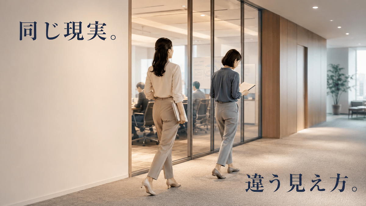 現実の見え方が判断と行動を変えることを示すイメージ