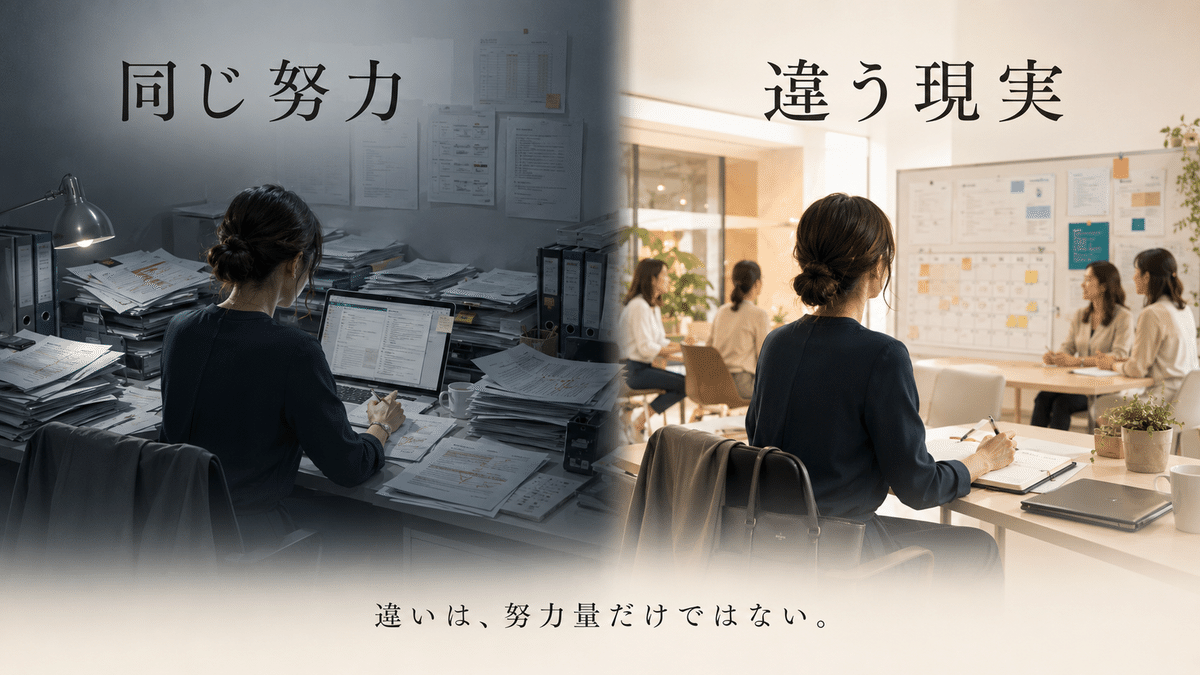 同じように努力していても、現実を動かせる人と動かせない人がいることを示すイメージ